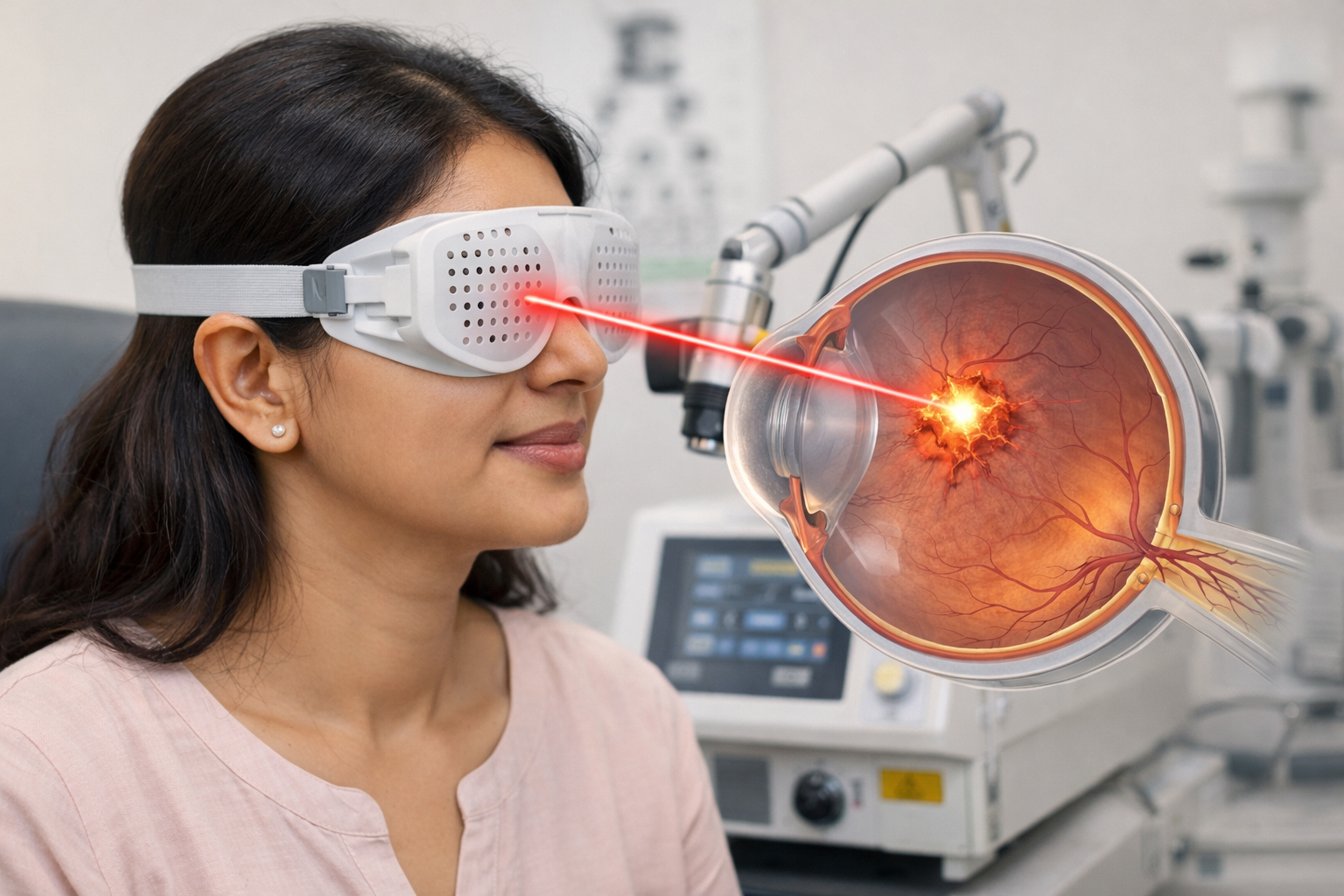 Laser light eye damage illustration